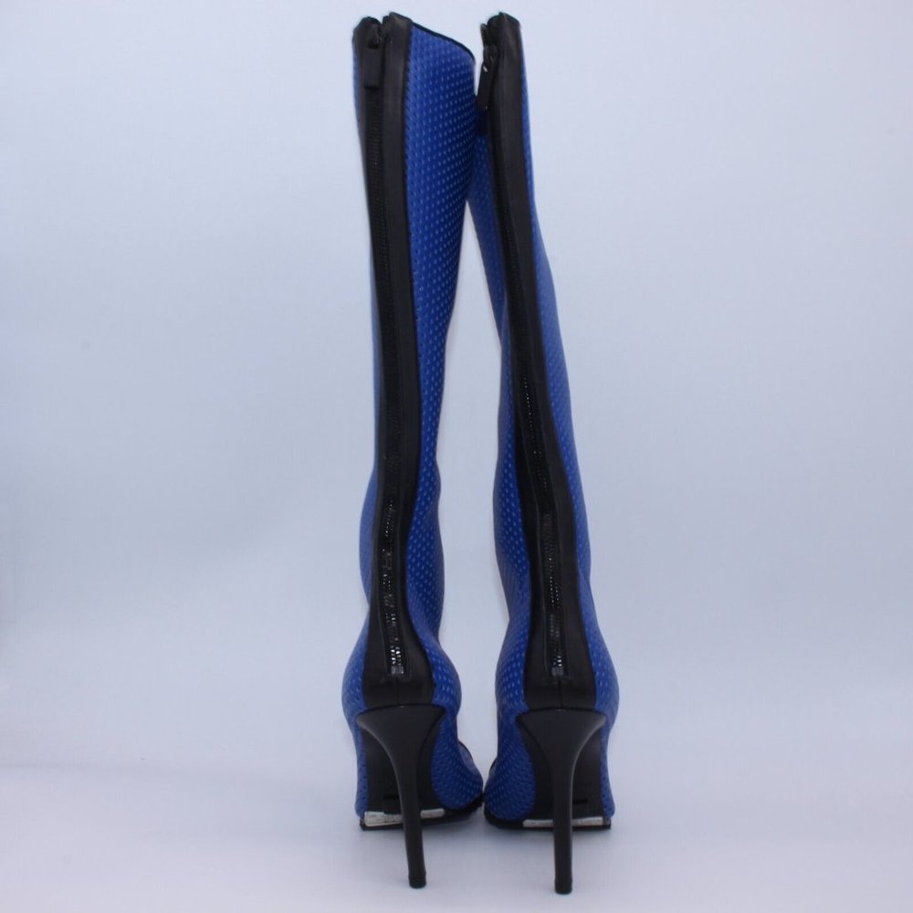 Michael Kors Perforated Leather Abigail Runway Boots Blue/Black Size 40 New - Picture 8 of 12